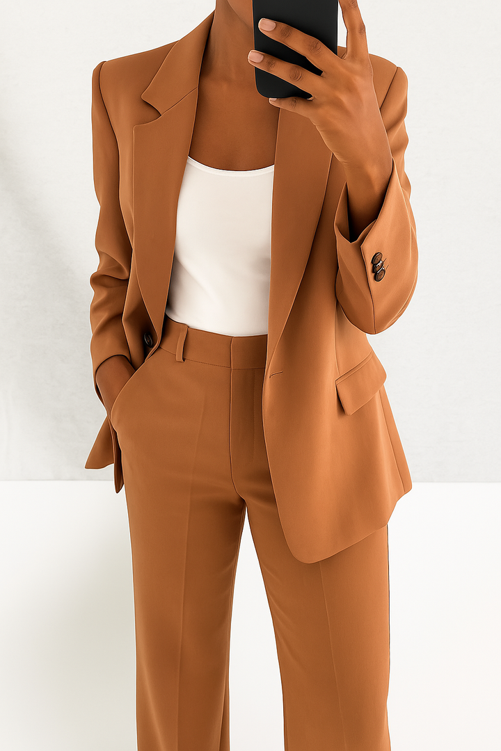 Tailored Suit Set with Blazer and Matching Trousers for Women