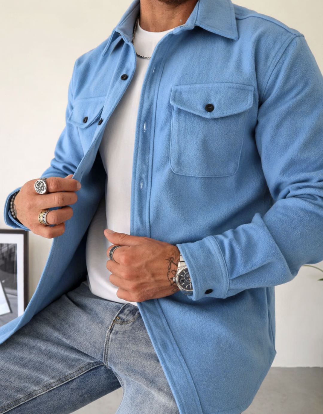 Ethan | Men's Overshirt Jacket Button Up Long Sleeve