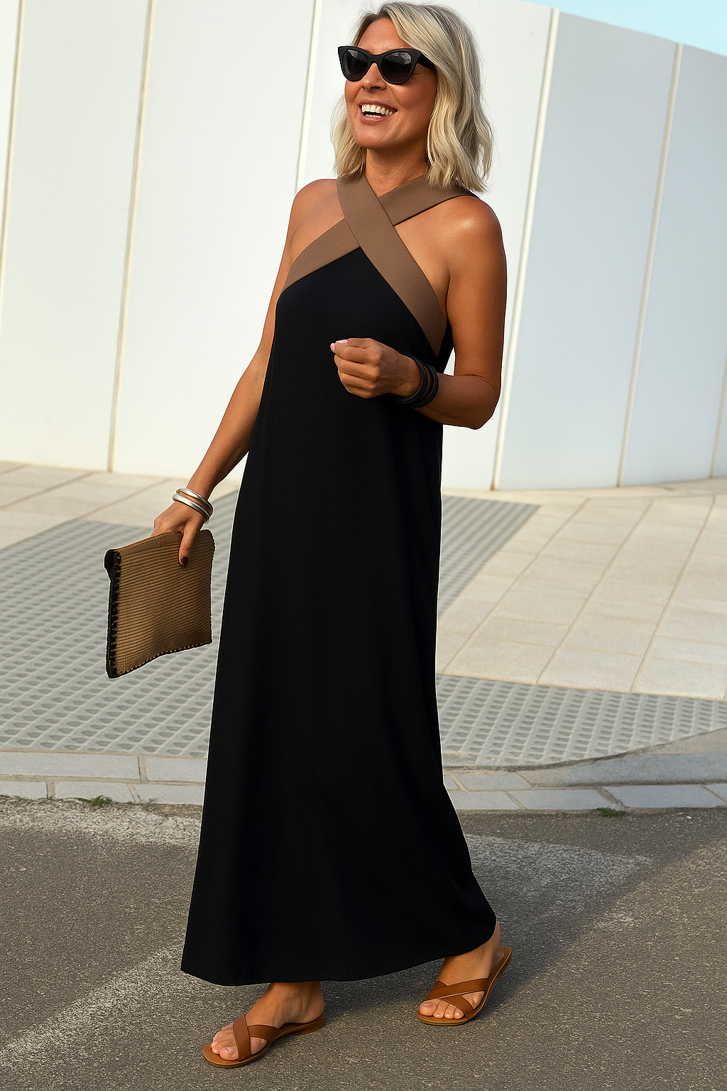 Breathable Comfortable Crossed Maxi Dress