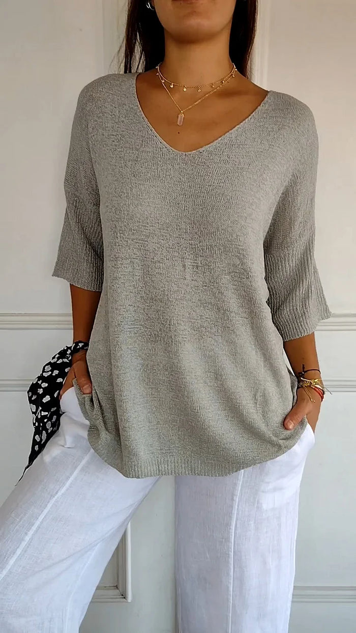 Chiara | Comfortable women's knitting top with V-neckline 7