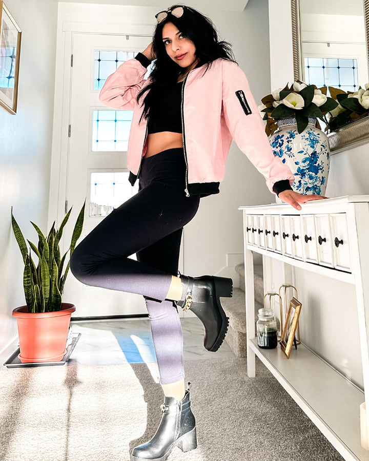 Classic Bomber Jacket with Pocket Detail for Women