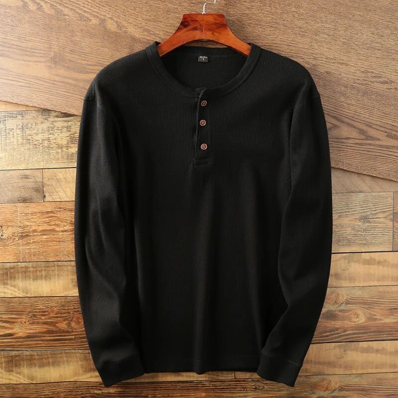 Classic long-sleeved Henley shirt for men 4