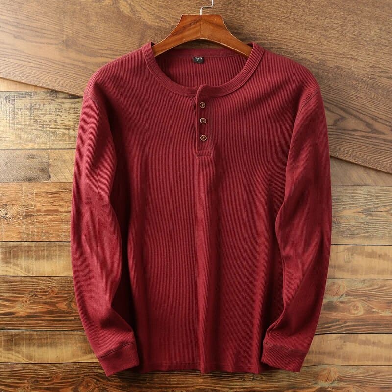 Classic long-sleeved Henley shirt for men 6