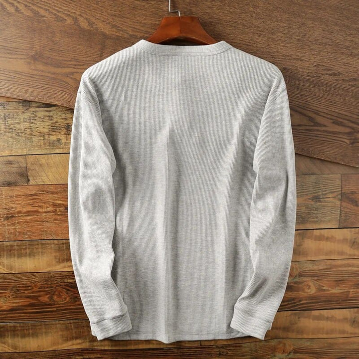 Classic long-sleeved Henley shirt for men 7