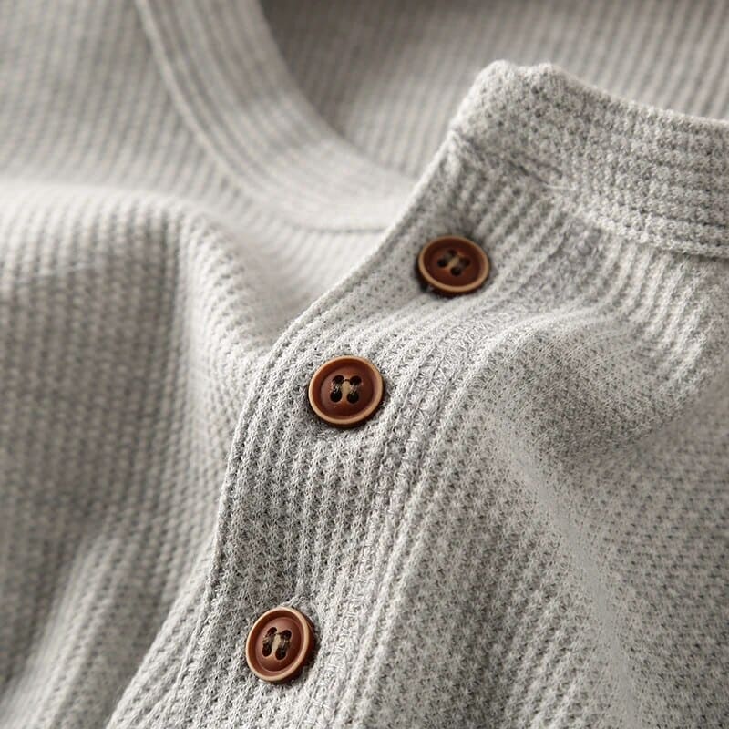 Classic long-sleeved Henley shirt for men 8