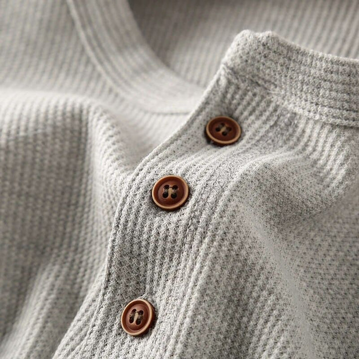 Classic long-sleeved Henley shirt for men 8