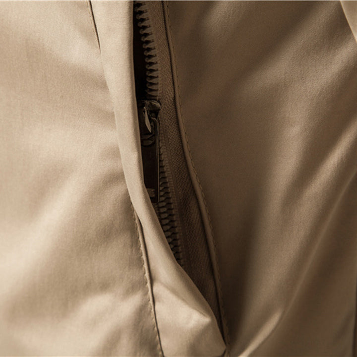 Bomber Jacket with Zip Front and Stand Collar for Men