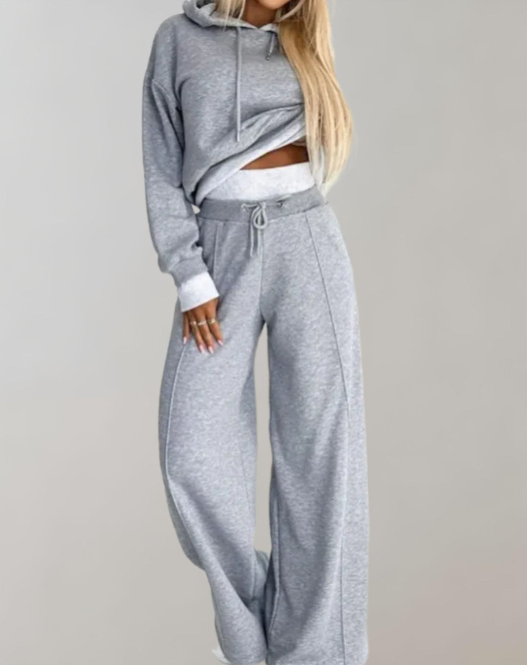 Two Piece Tracksuit Set with Wide Leg Pants for Women