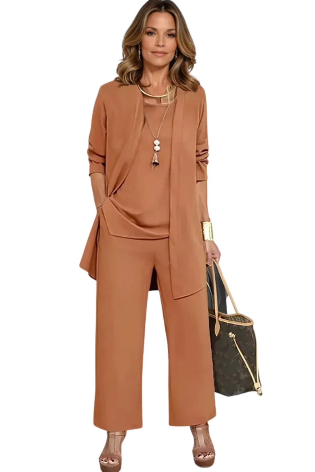 Florence | Women's Three Piece Set Cardigan and Wide Leg Trousers