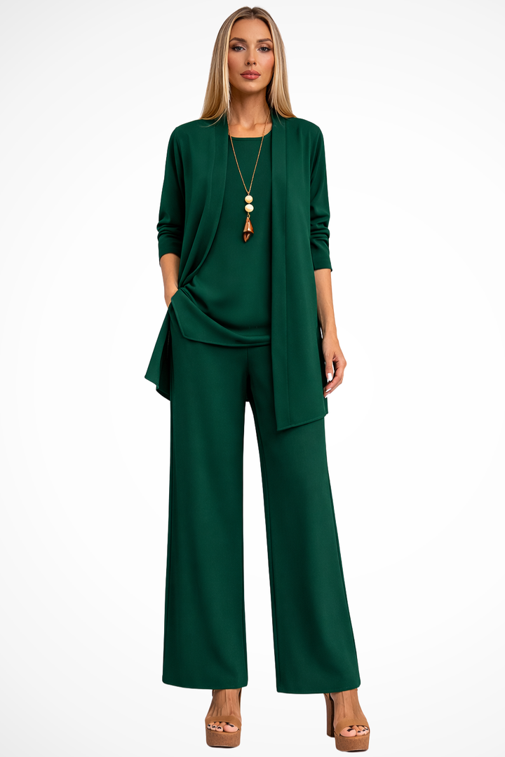 Florence | Women's Three Piece Set Cardigan and Wide Leg Trousers