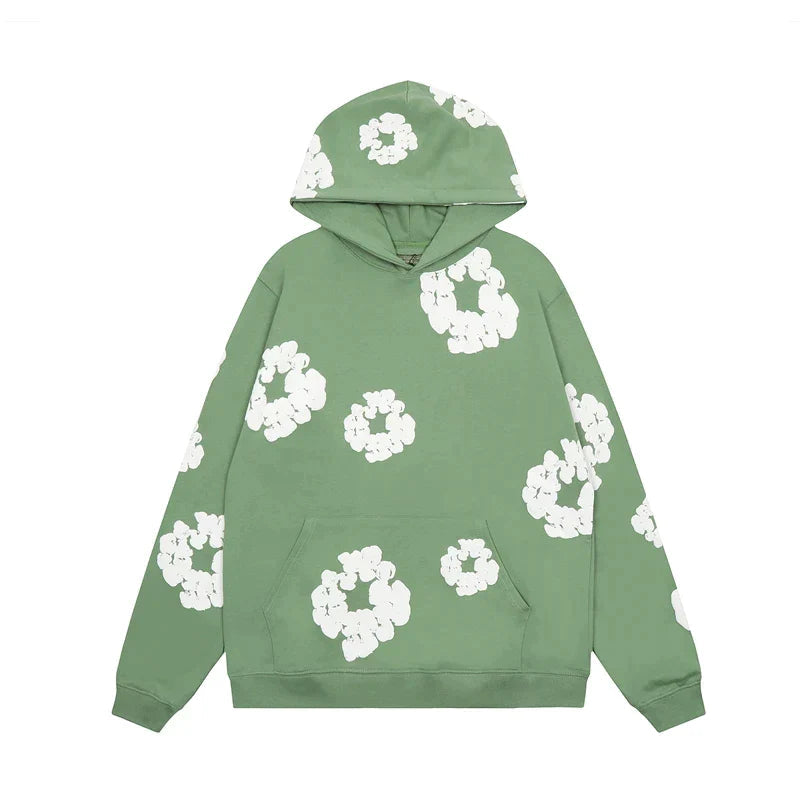 Declan | Denim hoodie with floral print and hood 2