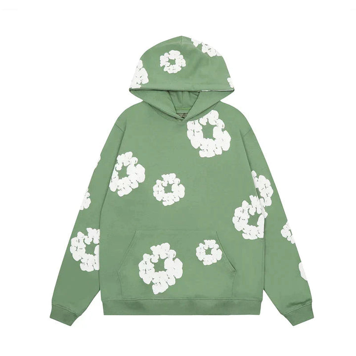 Declan | Denim hoodie with floral print and hood 2