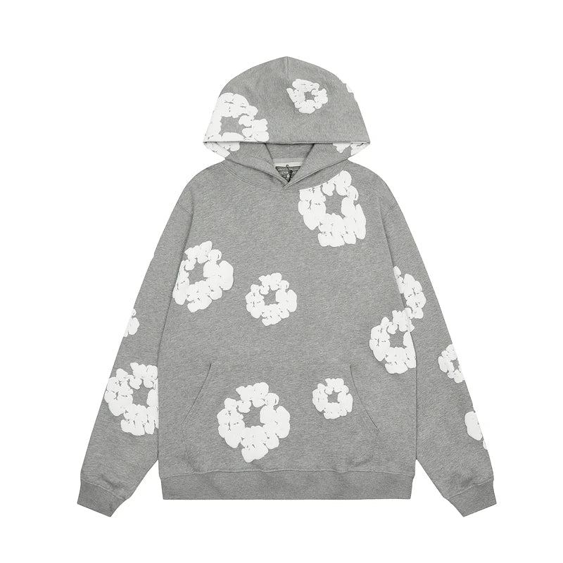 Declan | Denim hoodie with floral print and hood 3