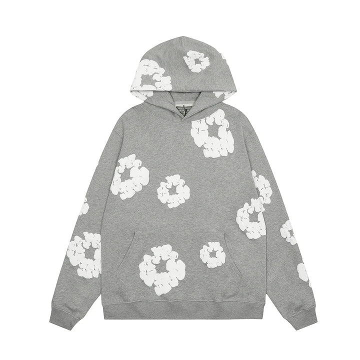 Declan | Denim hoodie with floral print and hood 3
