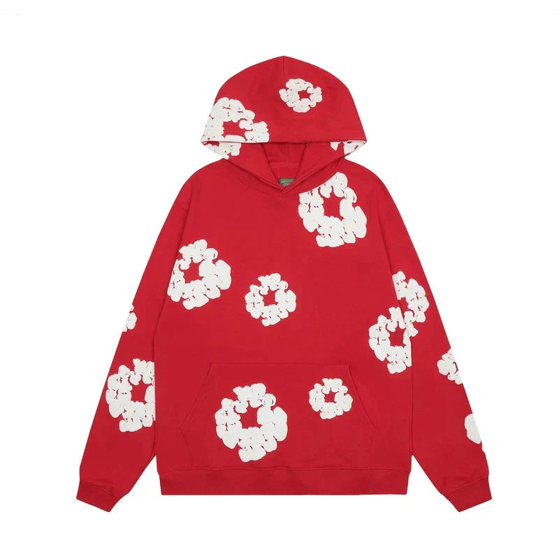 Declan | Denim hoodie with floral print and hood 4