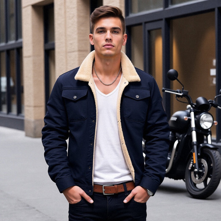 Winter Jacket Sherpa Lined Casual Men