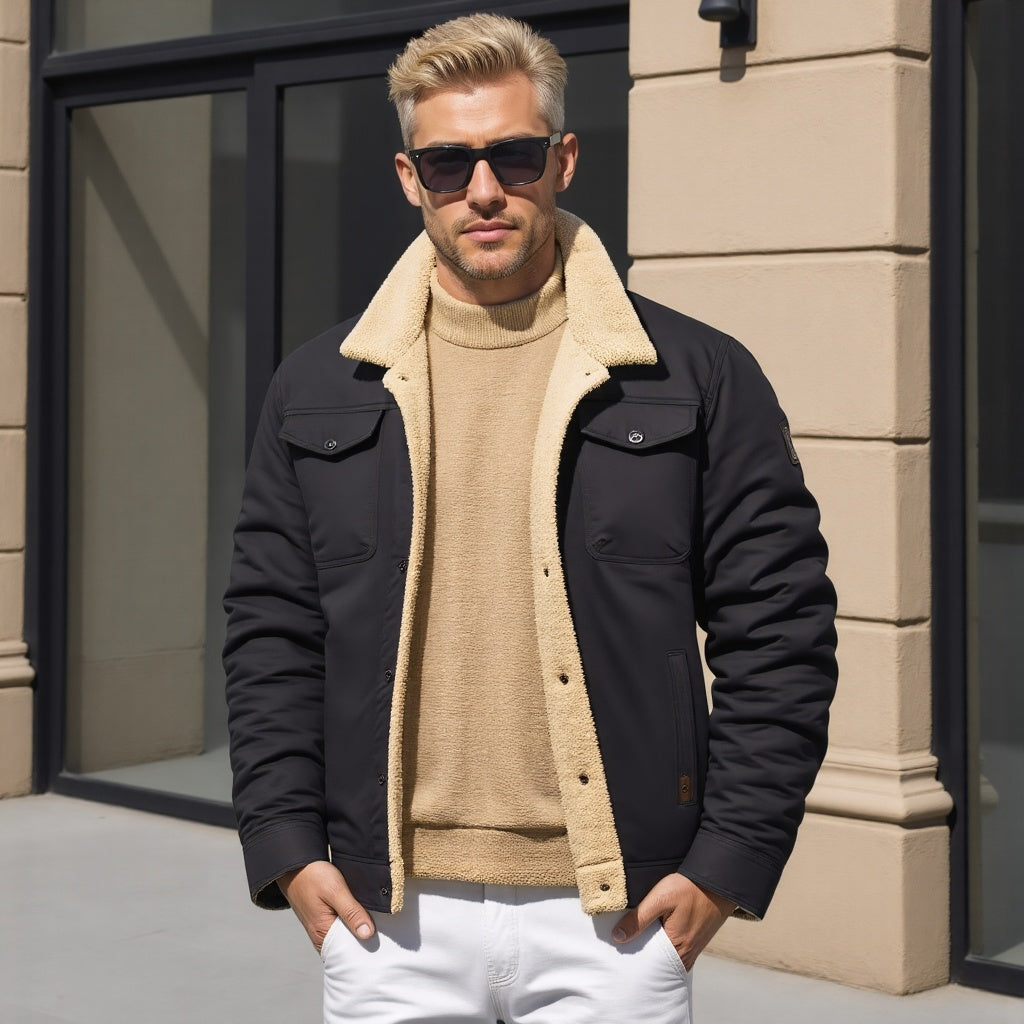 Winter Jacket Sherpa Lined Casual Men