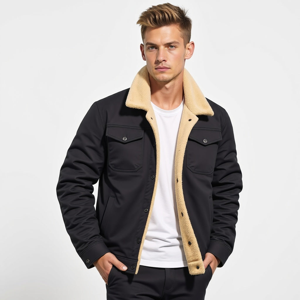 Winter Jacket Sherpa Lined Casual Men