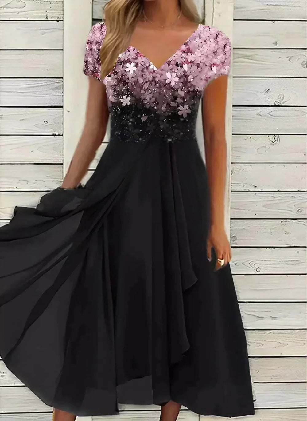 Elegant dress with floral pressure for women | Midi 1