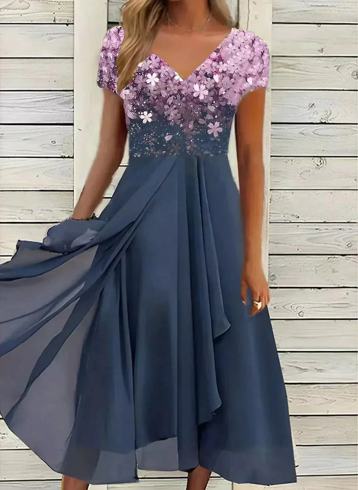 Elegant dress with floral pressure for women | Midi 3