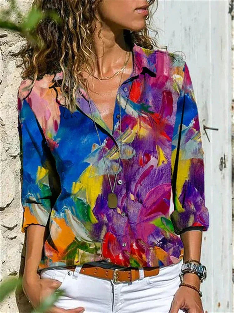 Women's Floral Button-Down Blouse