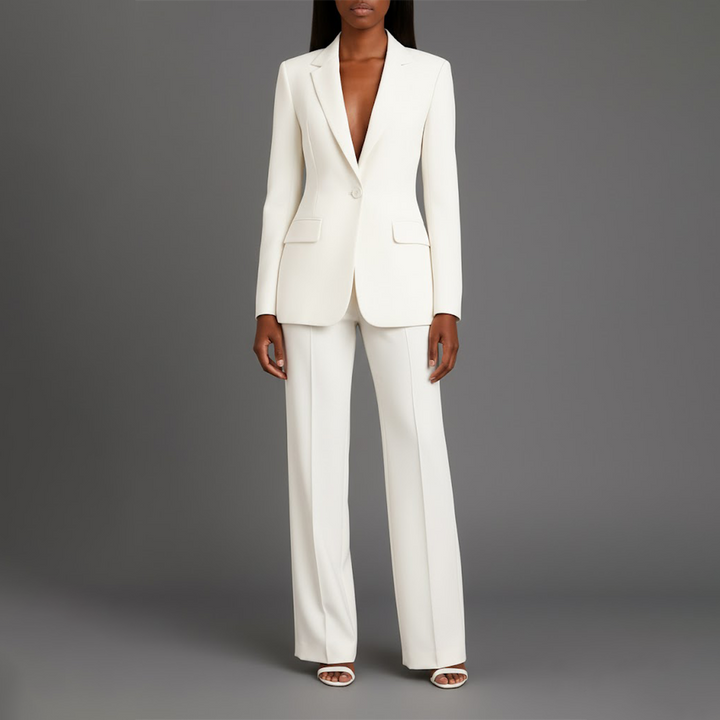 Olive | Women's Suit Set Tailored Blazer and Wide Leg Trousers