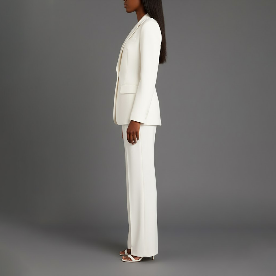 Olive | Women's Suit Set Tailored Blazer and Wide Leg Trousers