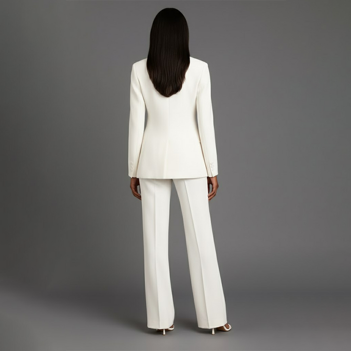 Olive | Women's Suit Set Tailored Blazer and Wide Leg Trousers