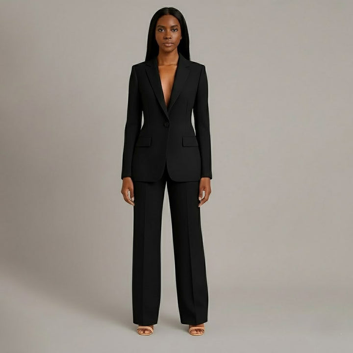 Olive | Women's Suit Set Tailored Blazer and Wide Leg Trousers