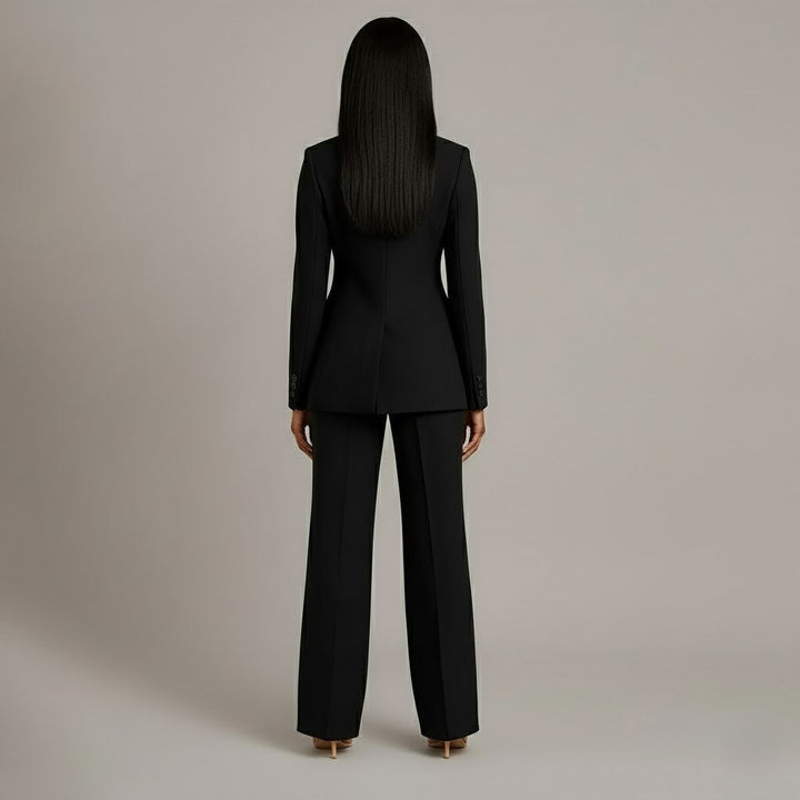 Olive | Women's Suit Set Tailored Blazer and Wide Leg Trousers