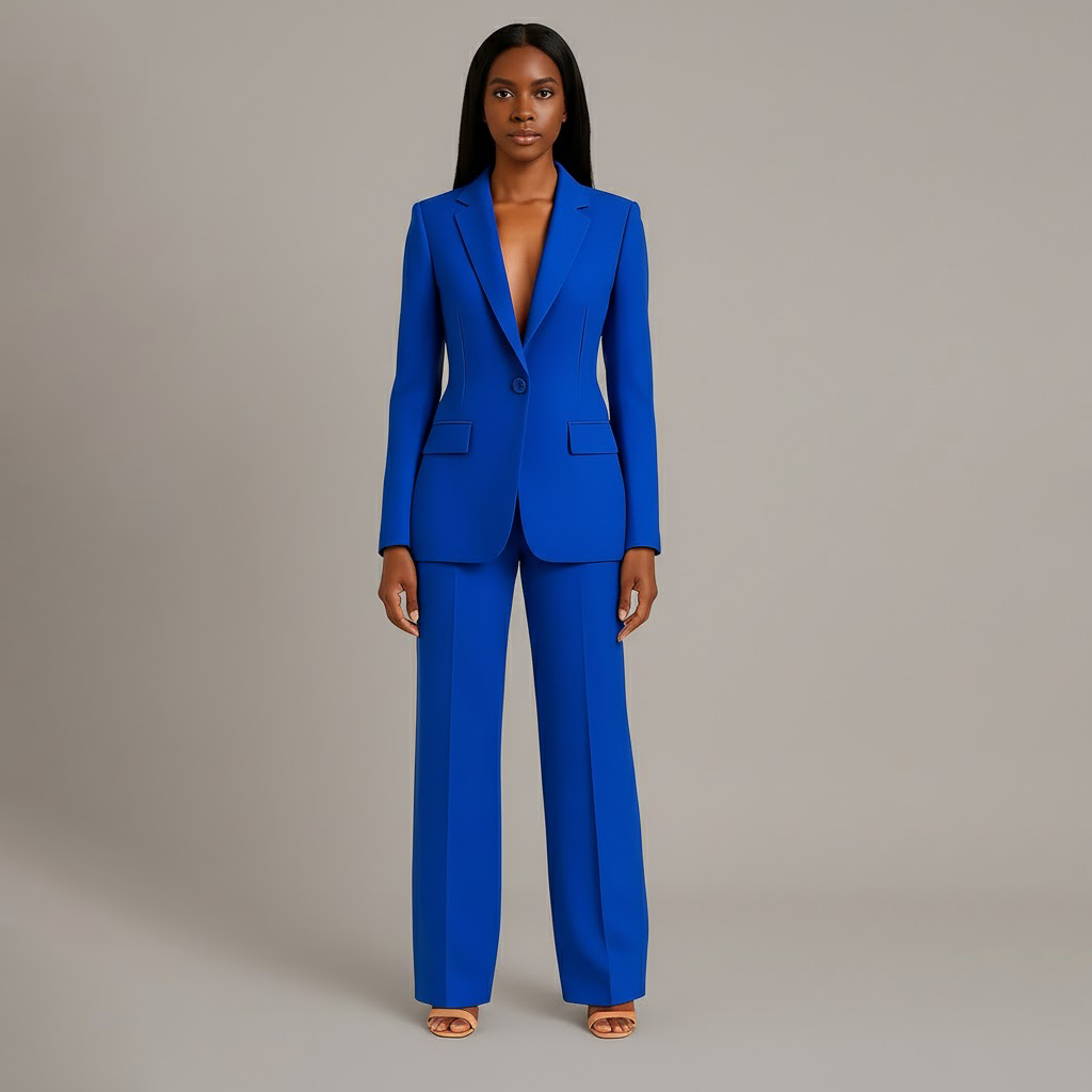 Olive | Women's Suit Set Tailored Blazer and Wide Leg Trousers