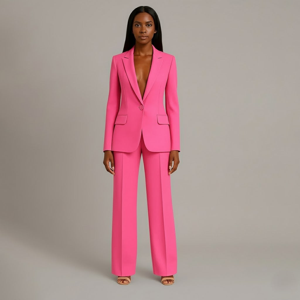 Olive | Women's Suit Set Tailored Blazer and Wide Leg Trousers