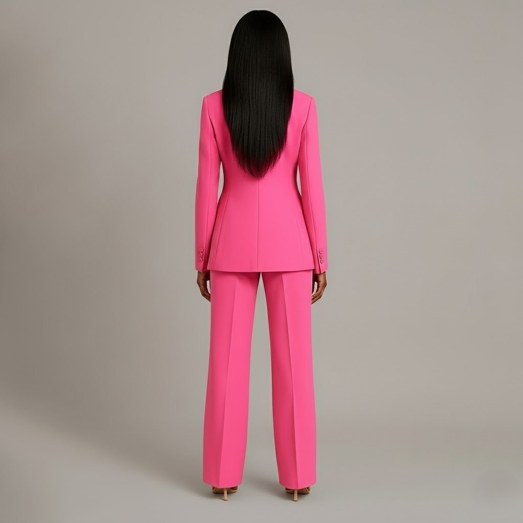 Olive | Women's Suit Set Tailored Blazer and Wide Leg Trousers