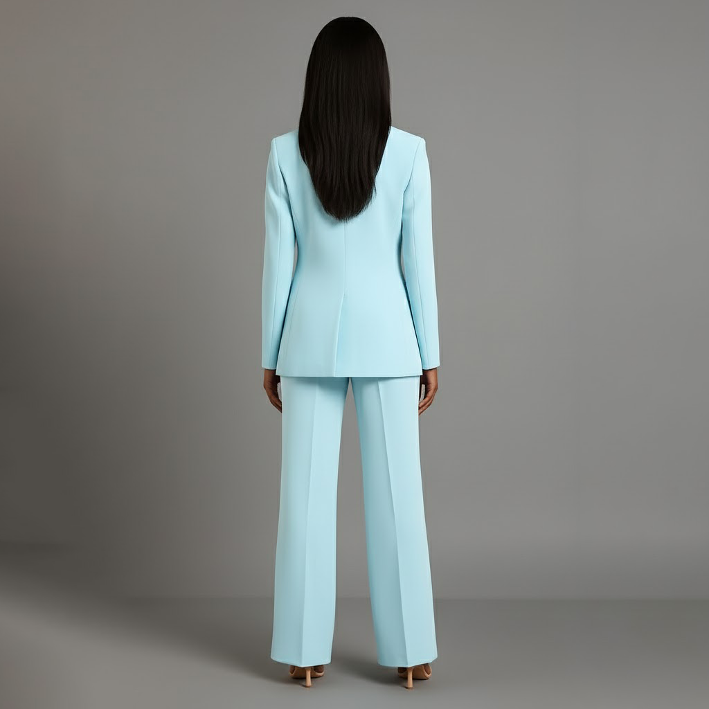 Olive | Women's Suit Set Tailored Blazer and Wide Leg Trousers