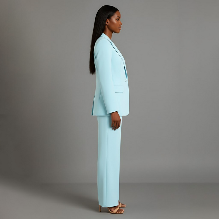 Olive | Women's Suit Set Tailored Blazer and Wide Leg Trousers