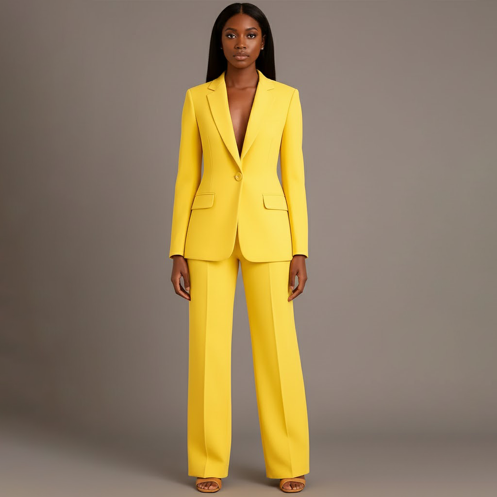 Olive | Women's Suit Set Tailored Blazer and Wide Leg Trousers