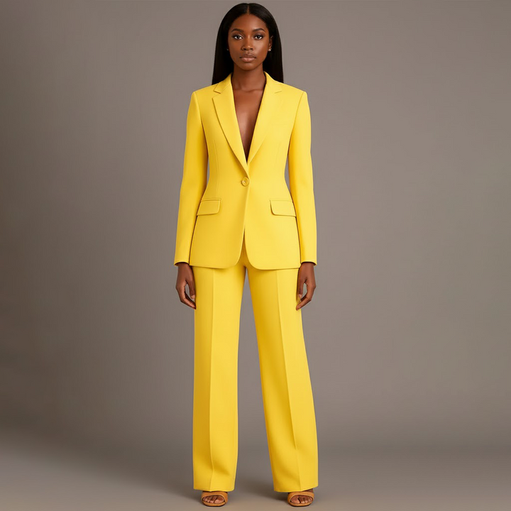 Olive | Women's Suit Set Tailored Blazer and Wide Leg Trousers
