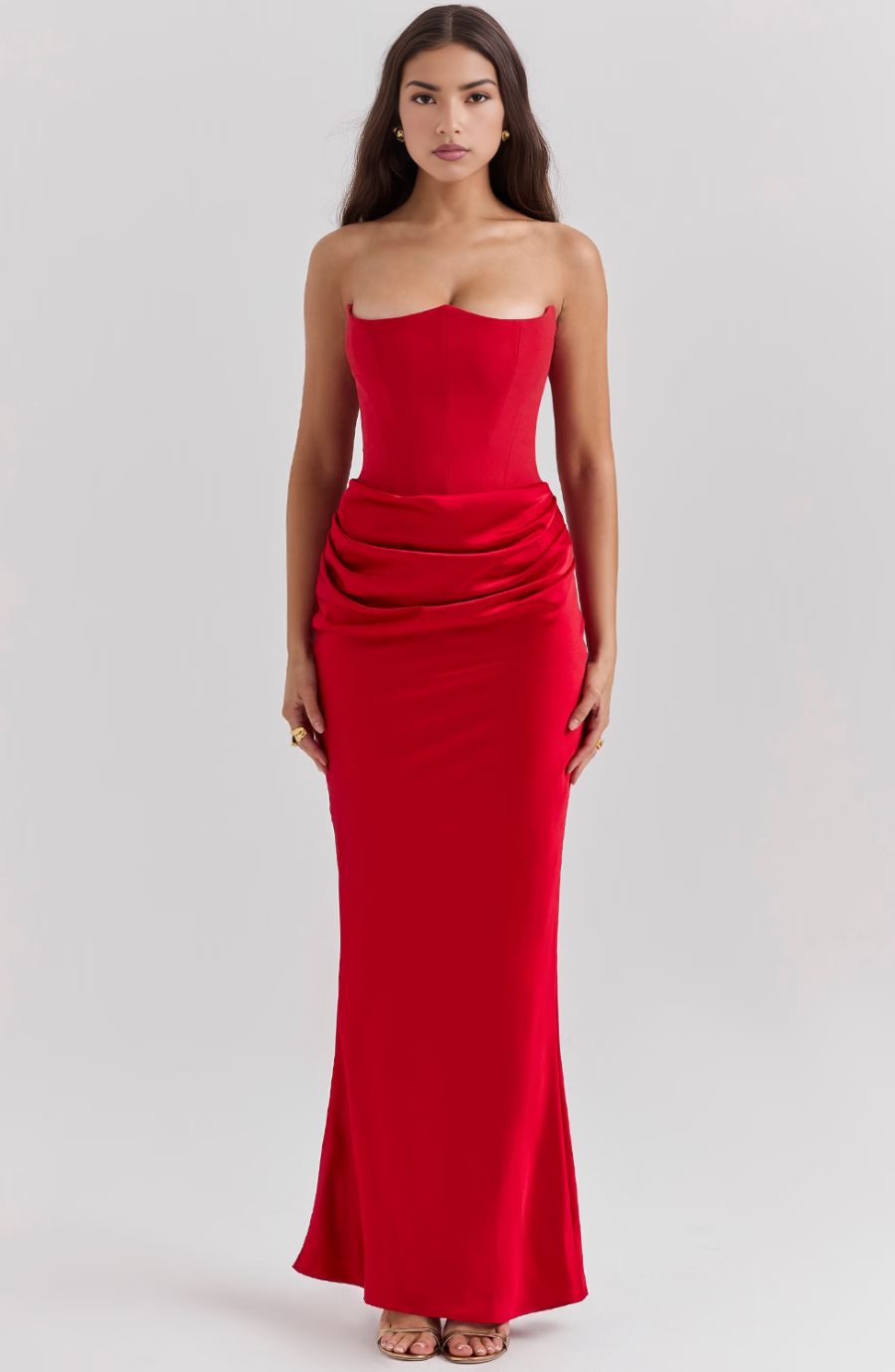 Women's Strapless Lace Wedding Maxi Dress