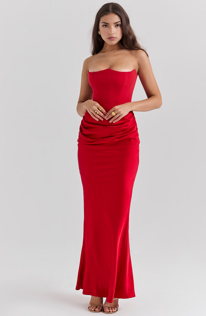 Women's Strapless Lace Wedding Maxi Dress