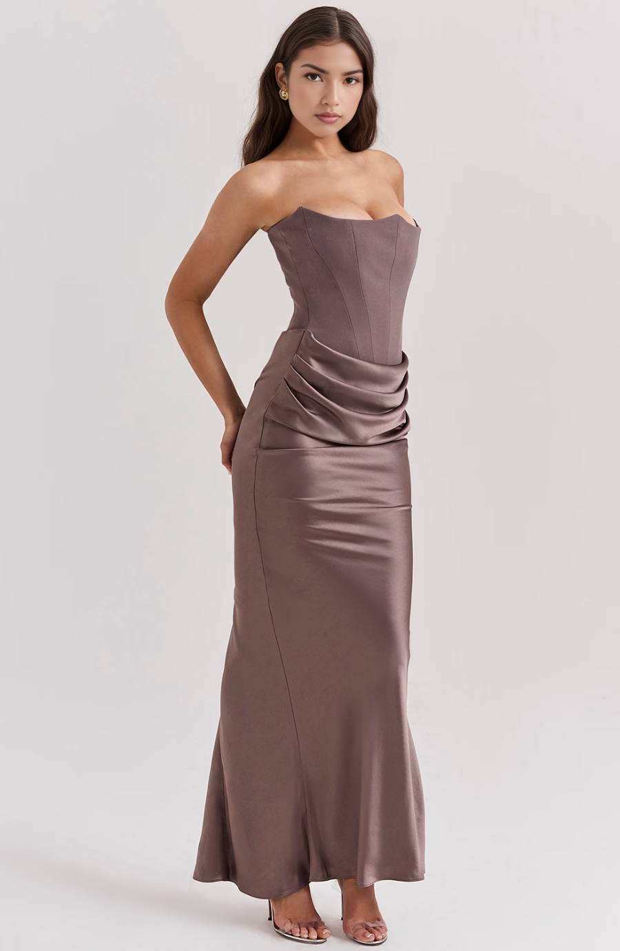 Women's Strapless Lace Wedding Maxi Dress