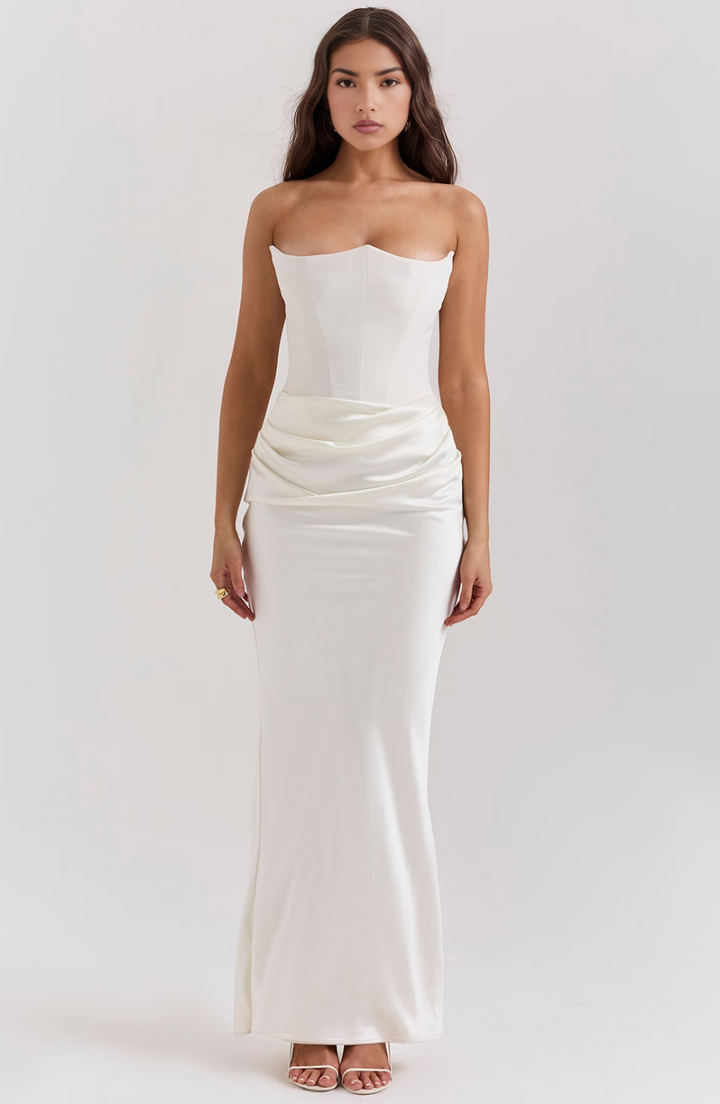 Women's Strapless Lace Wedding Maxi Dress