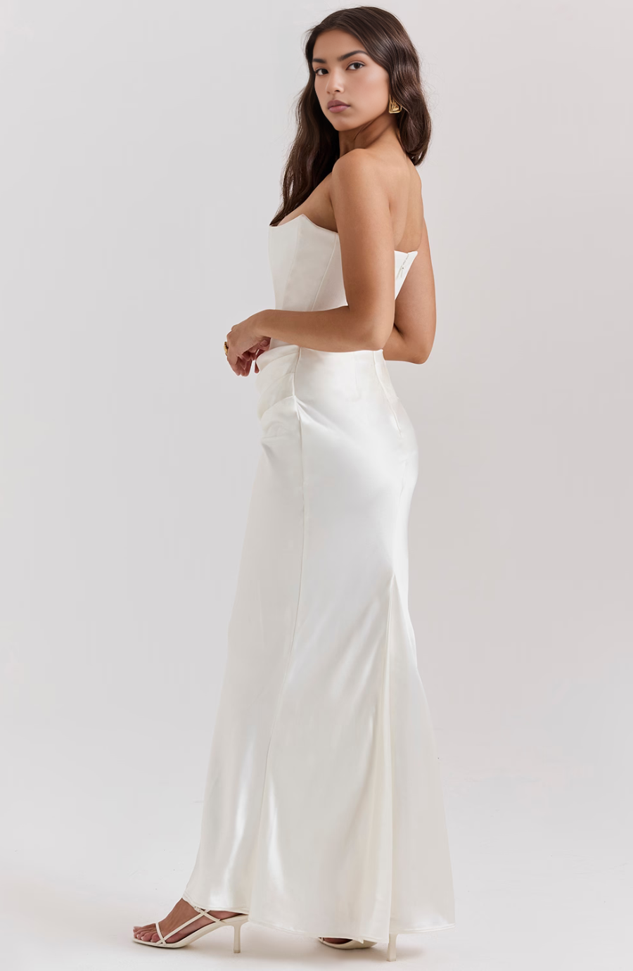 Women's Strapless Lace Wedding Maxi Dress