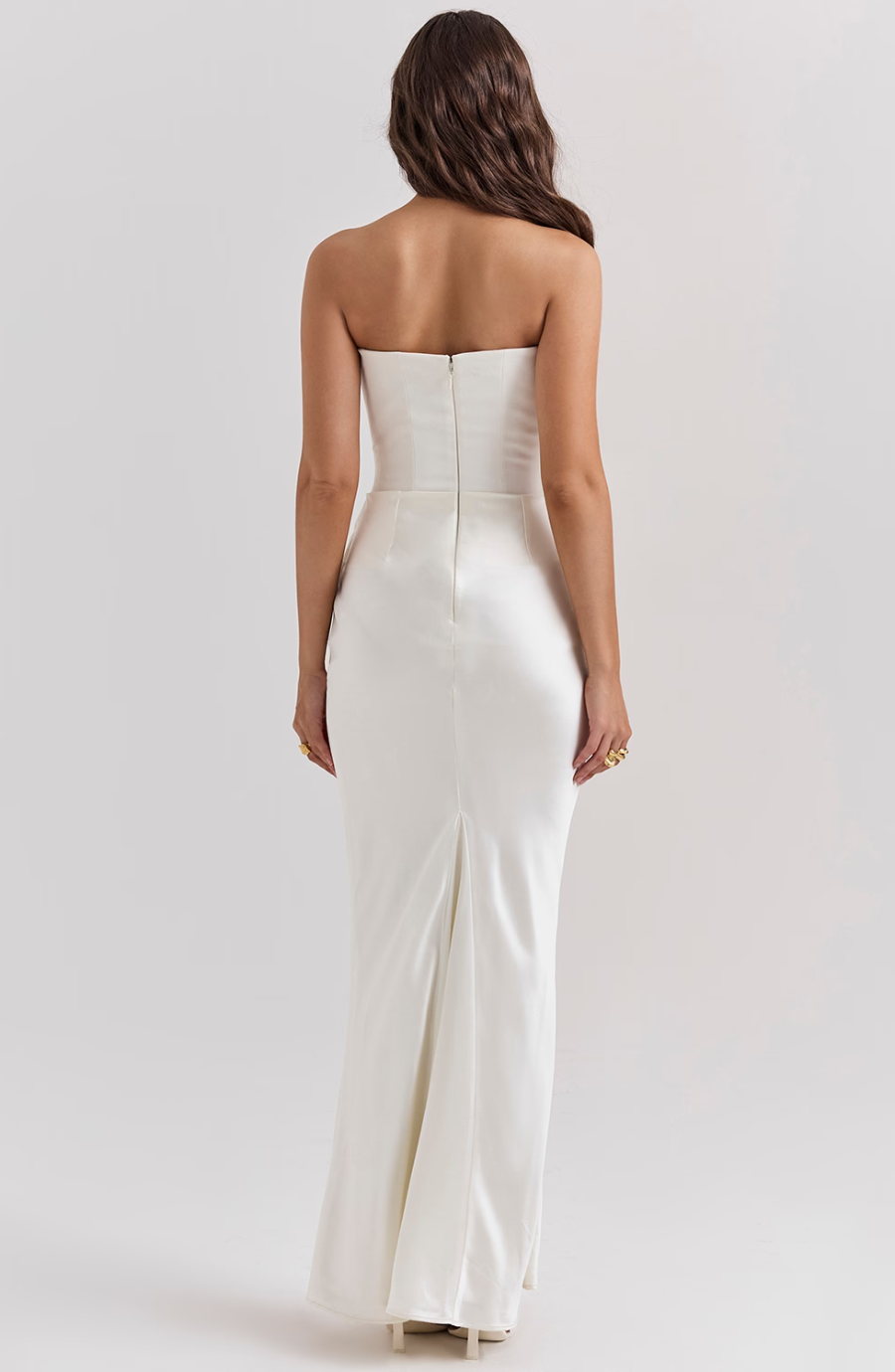Women's Strapless Lace Wedding Maxi Dress