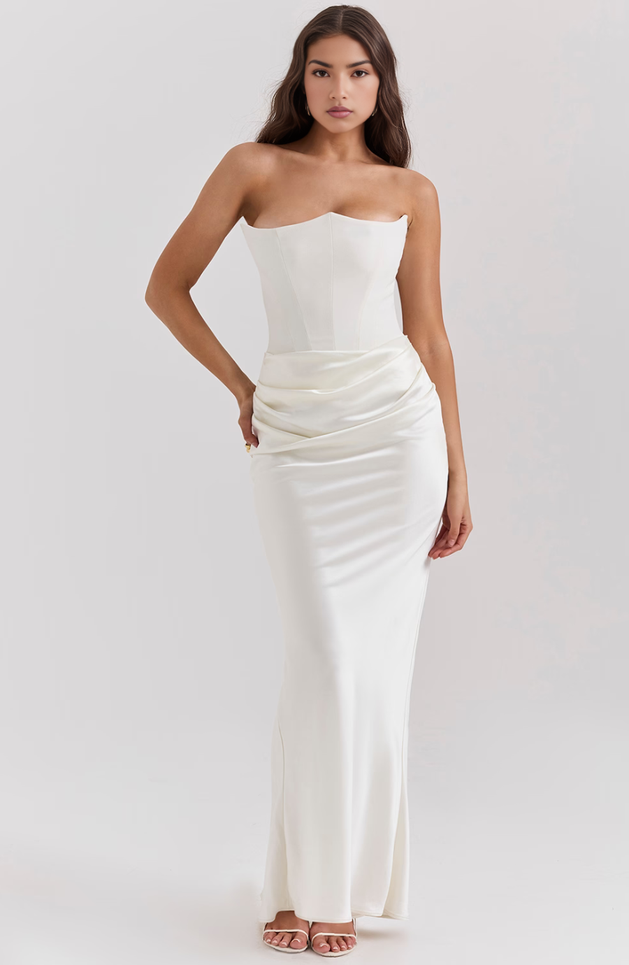 Women's Strapless Lace Wedding Maxi Dress