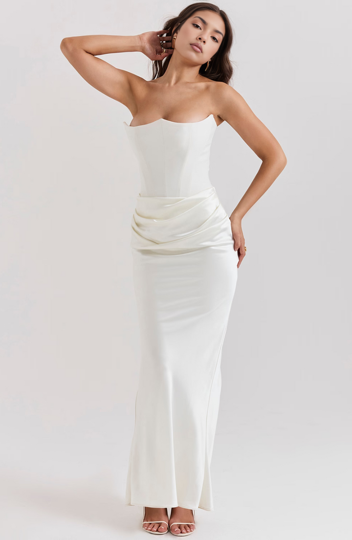 Women's Strapless Lace Wedding Maxi Dress