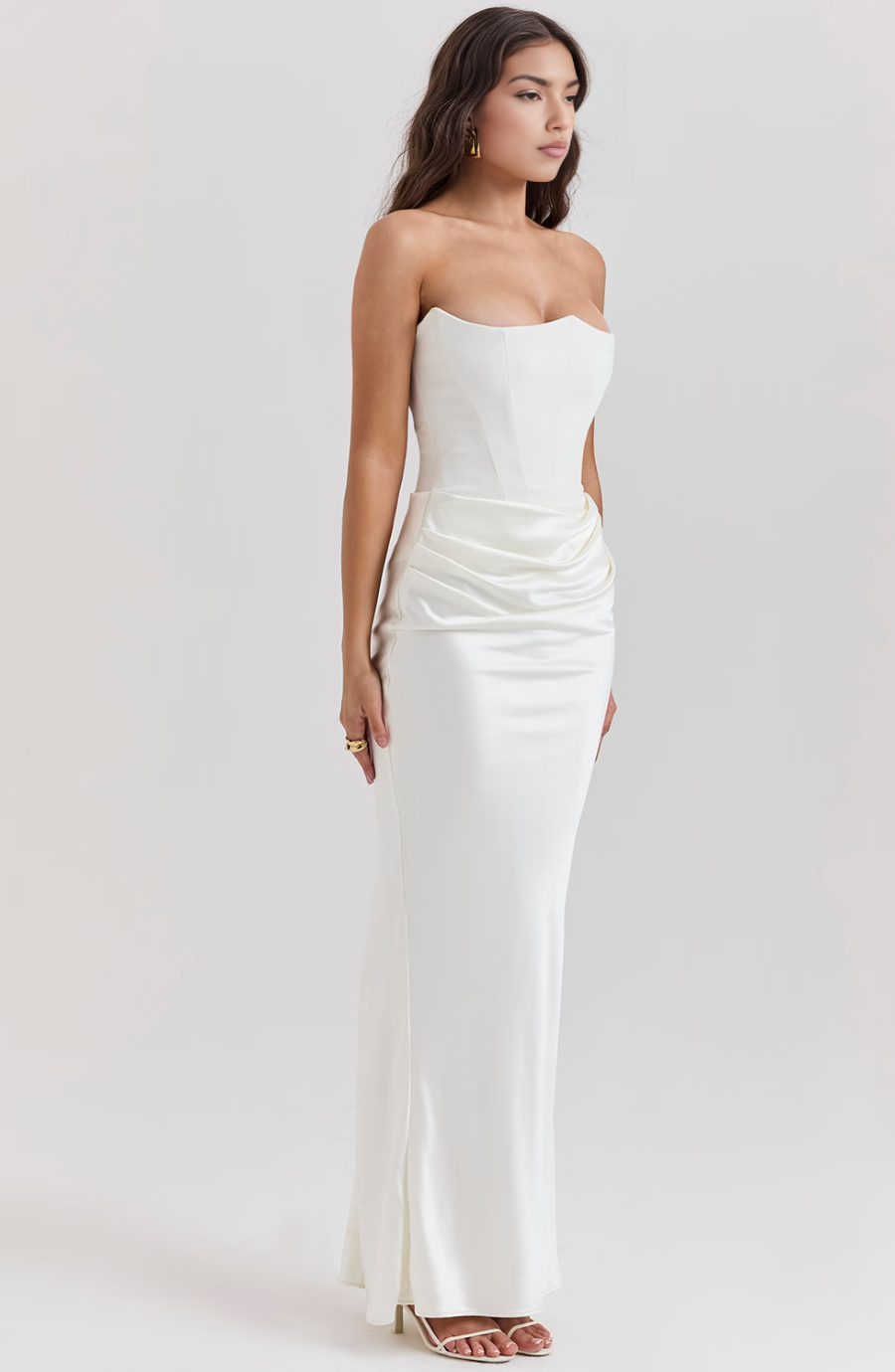 Women's Strapless Lace Wedding Maxi Dress