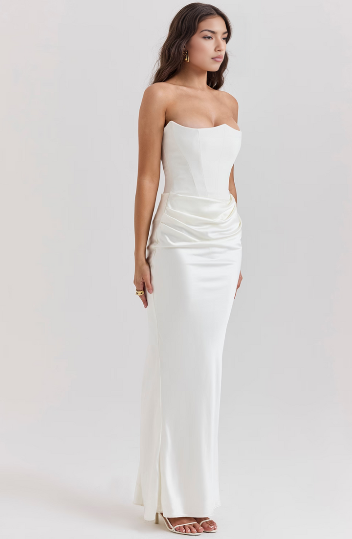 Women's Strapless Lace Wedding Maxi Dress