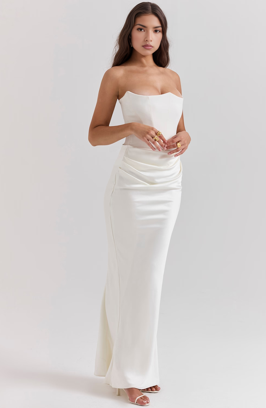 Women's Strapless Lace Wedding Maxi Dress