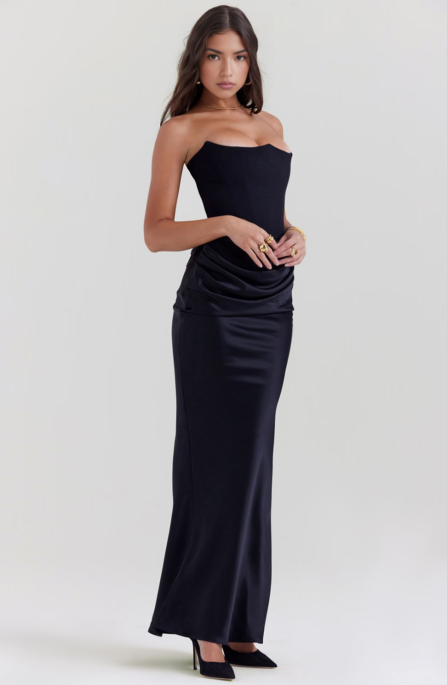 Women's Strapless Lace Wedding Maxi Dress