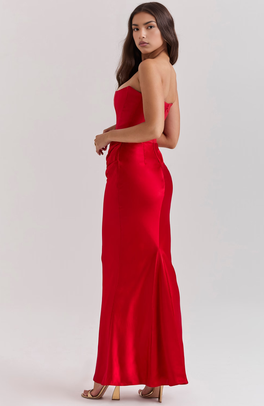 Women's Strapless Lace Wedding Maxi Dress